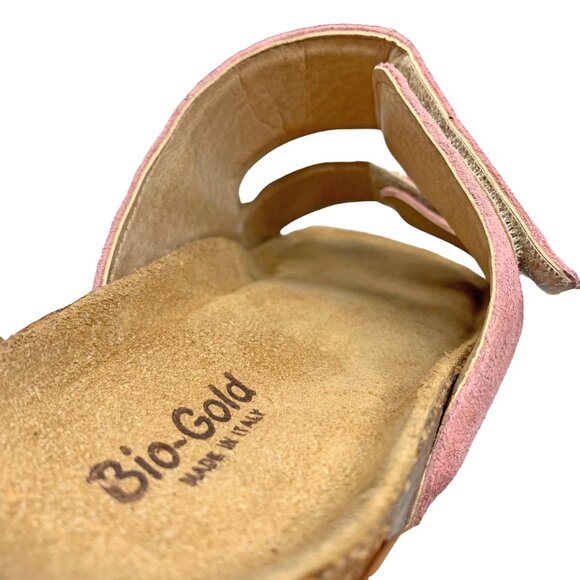 Bio Gold Blush Suede Double Padded Strap‎ Foot Bed Sandal Slides - Picture 7 of 13